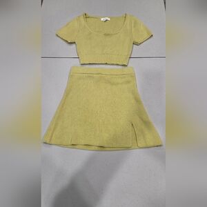 Ribbed Mini Skirt in Light Lime